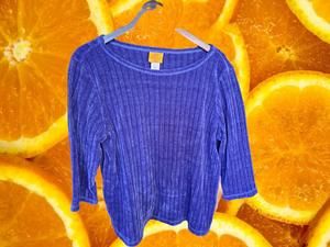 Ruby Rd Blue‎ Plush 3/4 Arm Sweater Size PL
